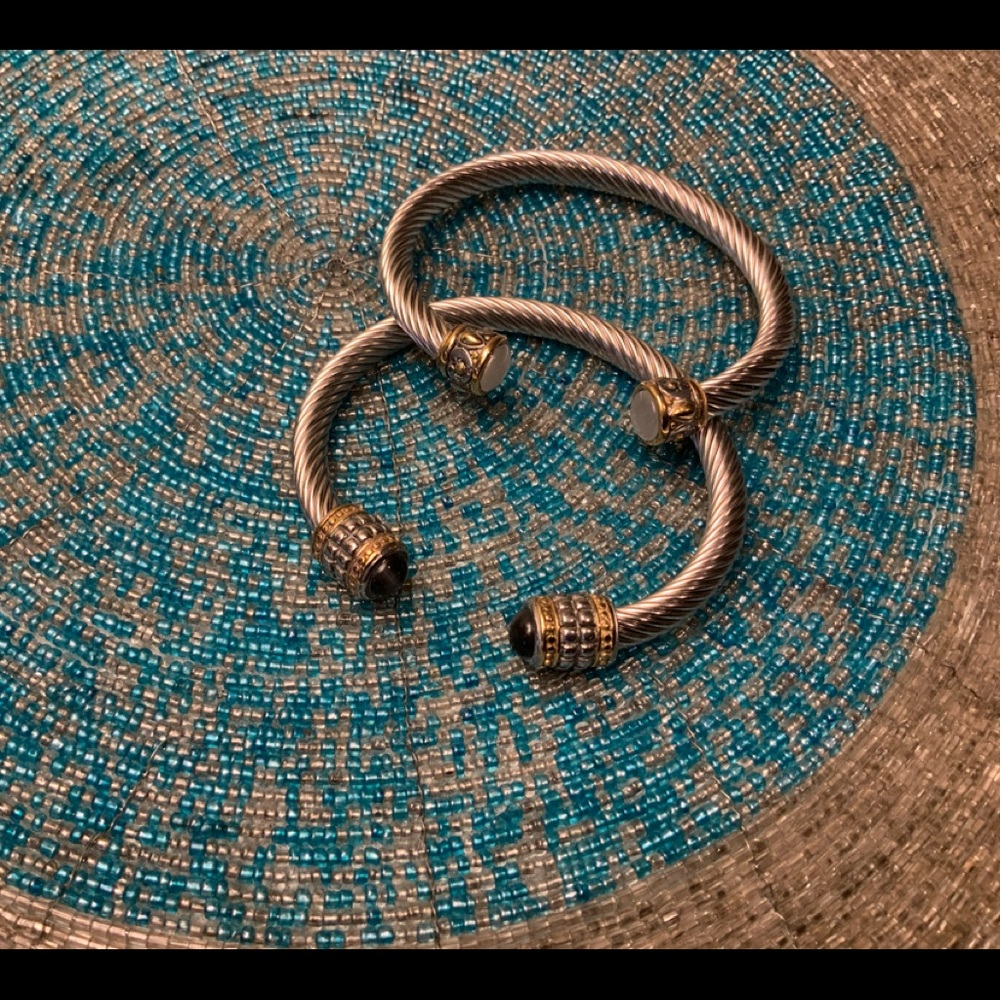 NWOT Two Steel Cable Cuff Bracelets
